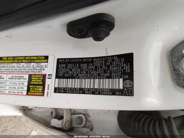 2010 Toyota Corolla Le მანქანა იყიდება აუქციონზე, vin: 2T1BU4EE2AC485449, აუქციონის ნომერი: 46250499