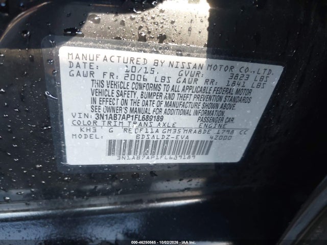 Aukcja sprzedaży 2015 Nissan Sentra Sv, vin: 3N1AB7AP1FL689189, numer aukcji: 46250565