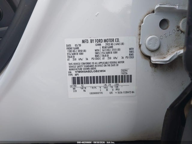 Ford Police Interceptor Utility 2020 1FM5K8AB2LGB23854 Image 9
