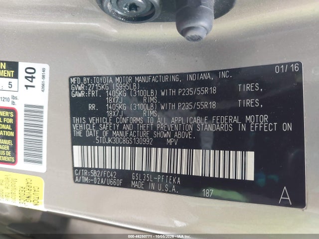 Toyota Sienna Le 7 Passenger 2016 5TDJK3DC8GS130992 Image 9