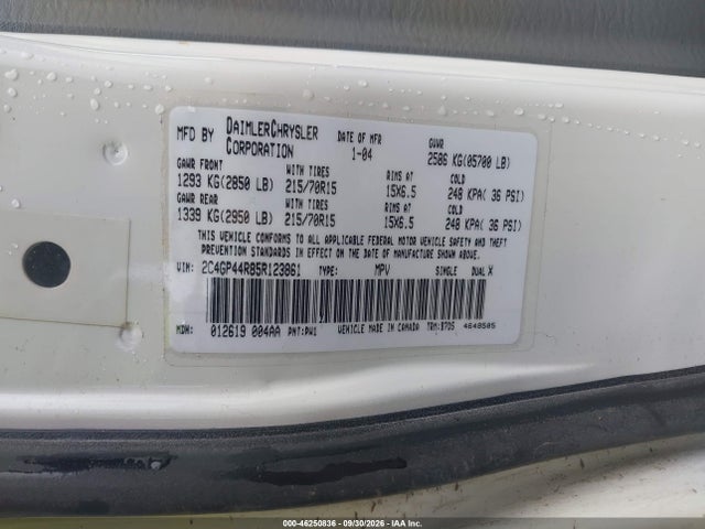 Aukcja sprzedaży 2005 Chrysler Town & Country Lx, vin: 2C4GP44R85R123861, numer aukcji: 46250836