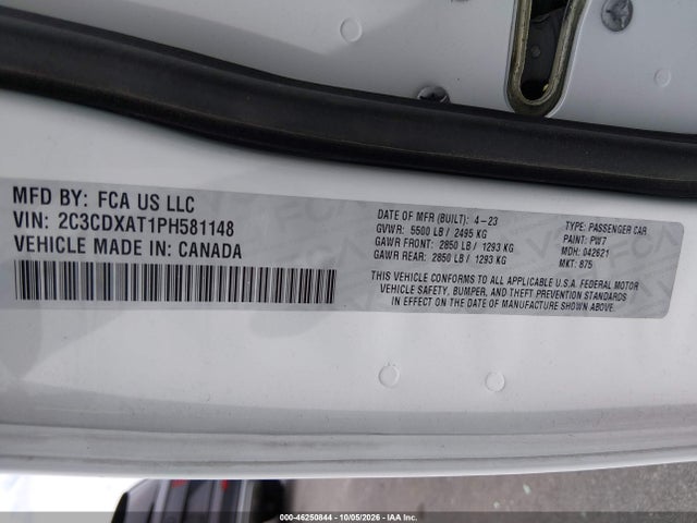 2023 Dodge Charger Police Rwd მანქანა იყიდება აუქციონზე, vin: 2C3CDXAT1PH581148, აუქციონის ნომერი: 46250844