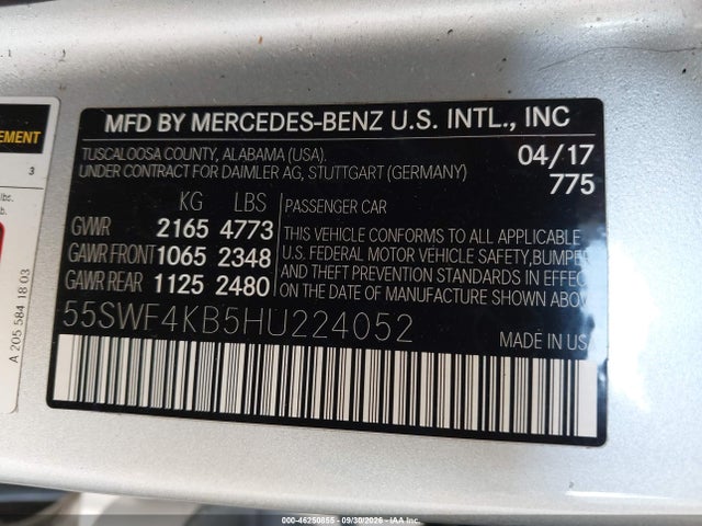 55SWF4KB5HU224052 Mercedes-Benz C 300 4matic
