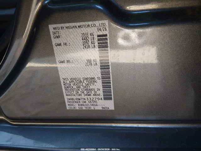 Продажа на аукционе авто 2026 Nissan Altima Sv Awd, vin: 1N4BL4DW7TN332794, номер лота: 46250864