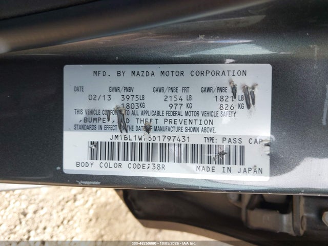 46250880 :رقم المزاد ، JM1BL1W76D1797431 vin ، 2013 Mazda Mazda3 I Grand Touring مزاد بيع