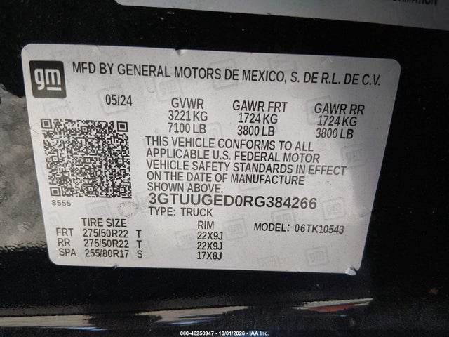 Aukcja sprzedaży 2024 Gmc Sierra 1500 4wd  Short Box Denali, vin: 3GTUUGED0RG384266, numer aukcji: 46250947