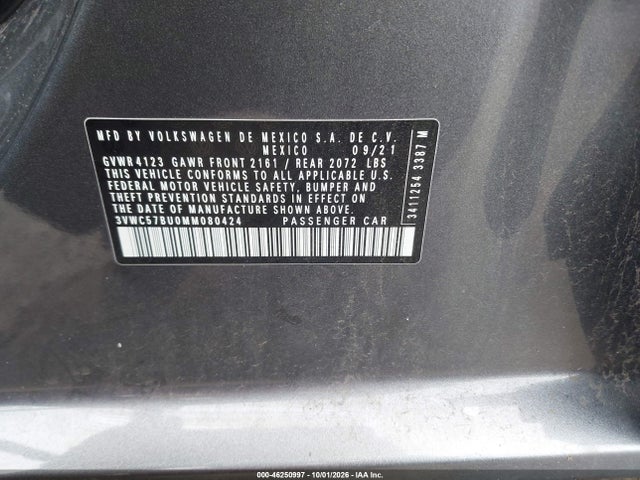 Продажа на аукционе авто 2021 Volkswagen Jetta 1.4t R-line/1.4t S/1.4t Se, vin: 3VWC57BU0MM080424, номер лота: 46250997