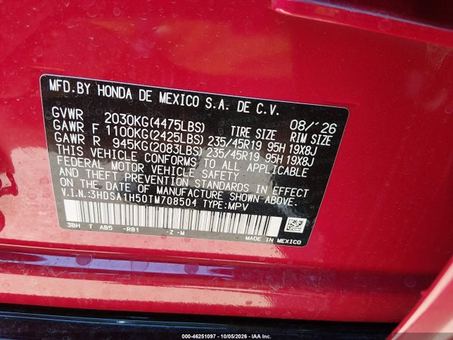 Продаж на аукціоні авто 2026 Acura Adx A-spec, vin: 3HDSA1H50TM708504, номер лоту: 46251097