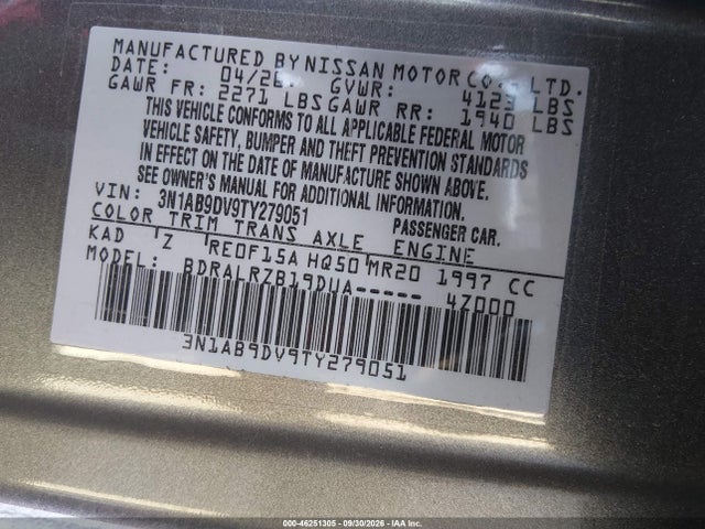 Nissan SENTRA SR 2026 3N1AB9DV9TY279051 Image 9