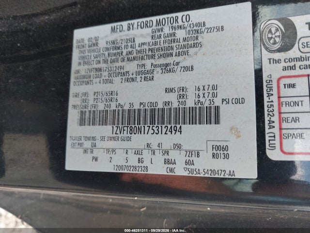 Продаж на аукціоні авто 2007 Ford Mustang V6 Deluxe/v6 Premium, vin: 1ZVFT80N175312494, номер лоту: 46251311
