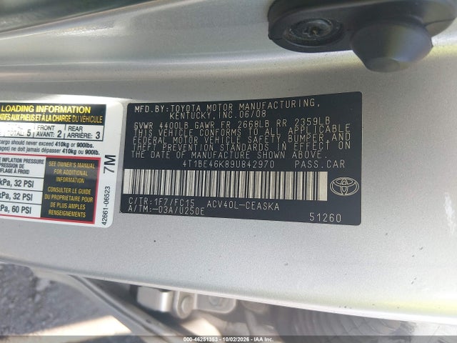 Aukcja sprzedaży 2009 Toyota Camry Se, vin: 4T1BE46K89U842970, numer aukcji: 46251353