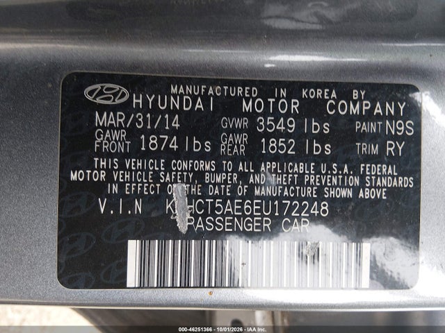 Продаж на аукціоні авто 2014 Hyundai Accent Gs, vin: KMHCT5AE6EU172248, номер лоту: 46251366
