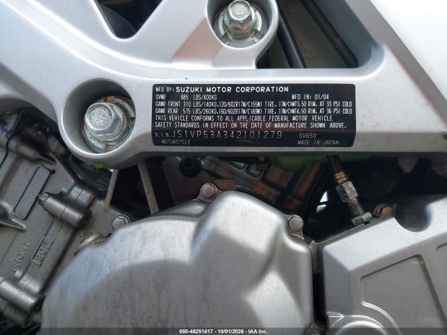 Продажа на аукционе авто 2004 Suzuki Sv650, vin: JS1VP53A342101279, номер лота: 46251417