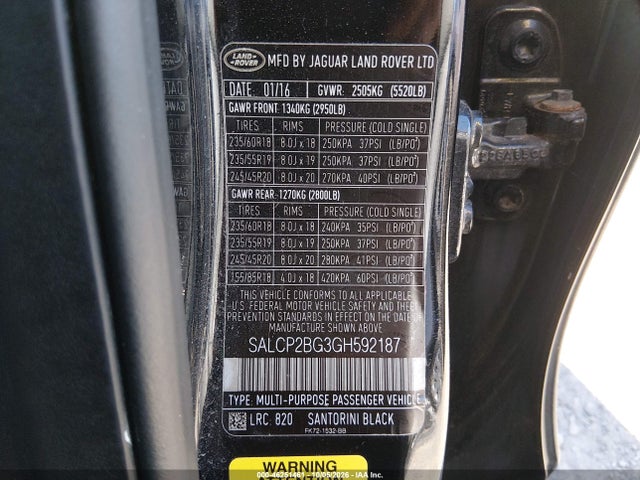 Auction sale of the 2016 Land Rover Discovery Sport Se, vin: SALCP2BG3GH592187, lot number: 46251461