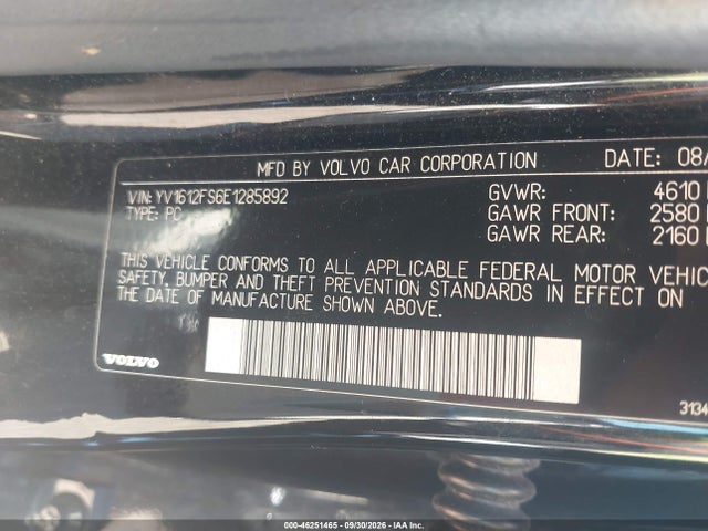 Продажа на аукционе авто 2014 Volvo S60 T5, vin: YV1612FS6E1285892, номер лота: 46251465
