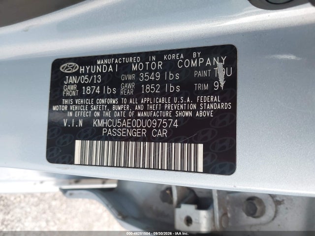 Продаж на аукціоні авто 2013 Hyundai Accent Se, vin: KMHCU5AE0DU097574, номер лоту: 46251504