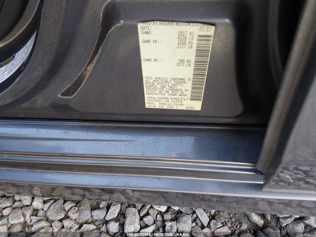 2017 Nissan Altima 2.5 S მანქანა იყიდება აუქციონზე, vin: 1N4AL3AP8HN346357, აუქციონის ნომერი: 46251524