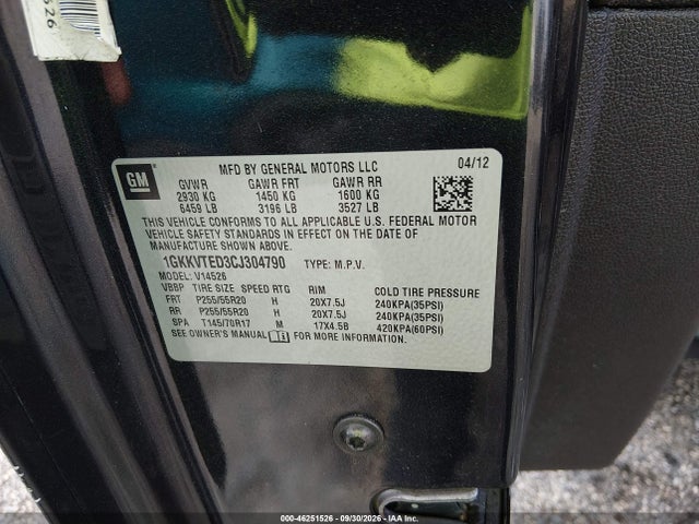 Продажа на аукционе авто 2012 Gmc Acadia Denali, vin: 1GKKVTED3CJ304790, номер лота: 46251526