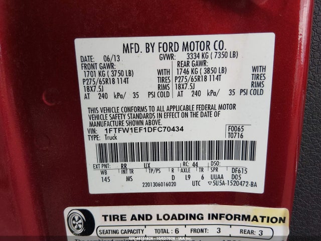 Продаж на аукціоні авто 2013 Ford F-150 Xlt, vin: 1FTFW1EF1DFC70434, номер лоту: 46251626