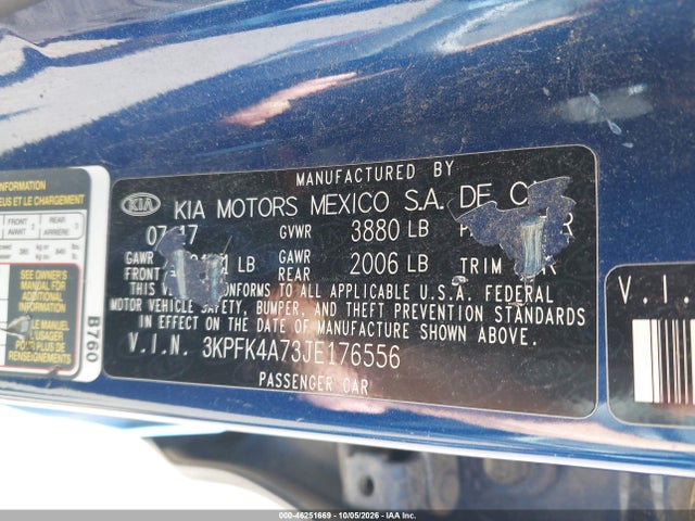 Aukcja sprzedaży 2018 Kia Forte Lx, vin: 3KPFK4A73JE176556, numer aukcji: 46251669