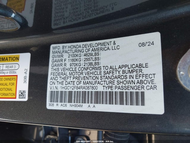 1HGCY2F84RA087800 Honda Accord Hybrid Touring