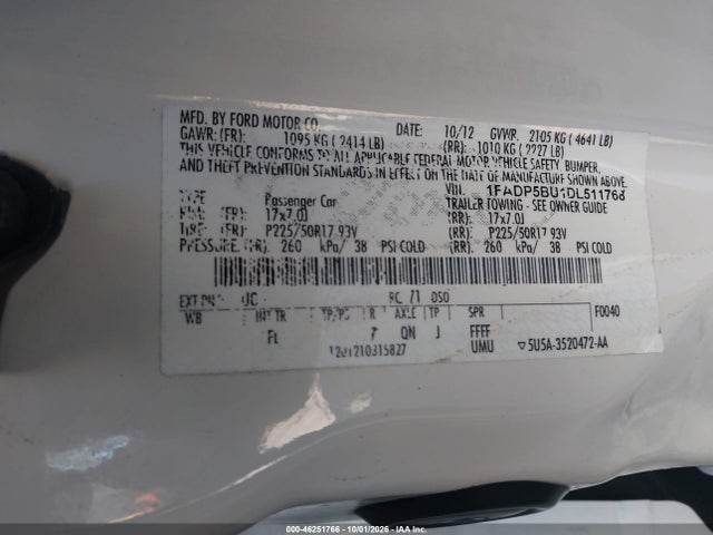 Продажа на аукционе авто 2013 Ford C-max Hybrid Sel, vin: 1FADP5BU1DL511768, номер лота: 46251766