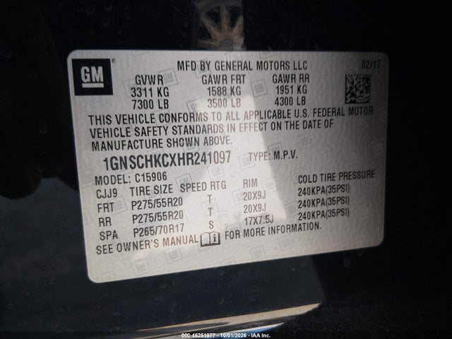 Chevrolet Suburban Lt 2017 1GNSCHKCXHR241097 Image 9