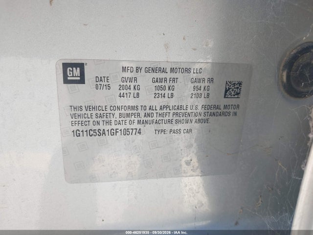 1G11C5SA1GF105774 Chevrolet Malibu Limited Lt