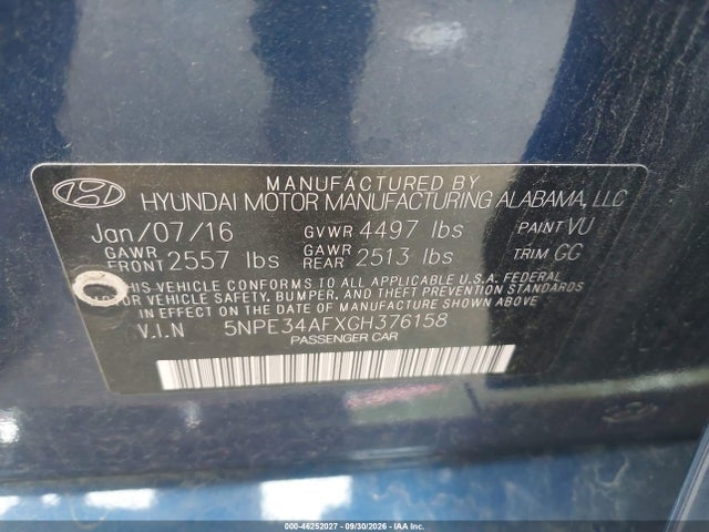Продажа на аукционе авто 2016 Hyundai Sonata Sport, vin: 5NPE34AFXGH376158, номер лота: 46252027
