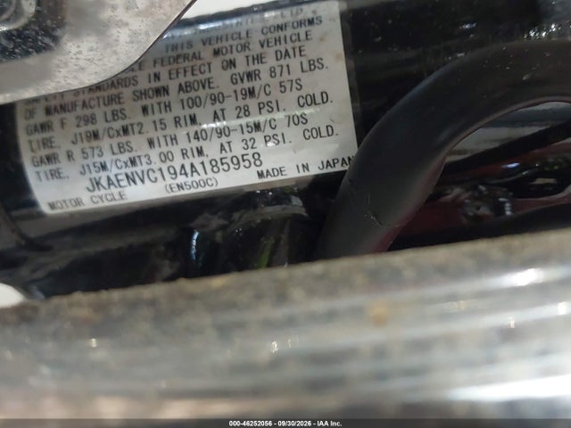 Aukcja sprzedaży 2004 Kawasaki En500 C, vin: JKAENVC194A185958, numer aukcji: 46252056