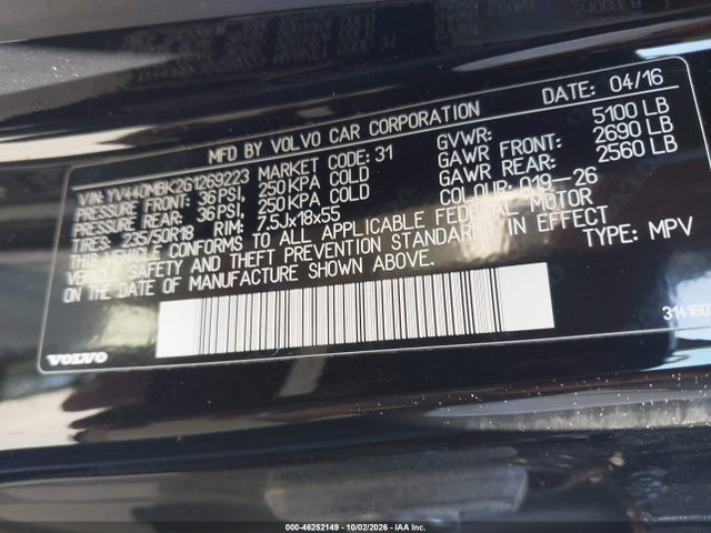 Продажа на аукционе авто 2016 Volvo Xc70 T5 Drive-e Premier, vin: YV440MBK2G1269223, номер лота: 46252149