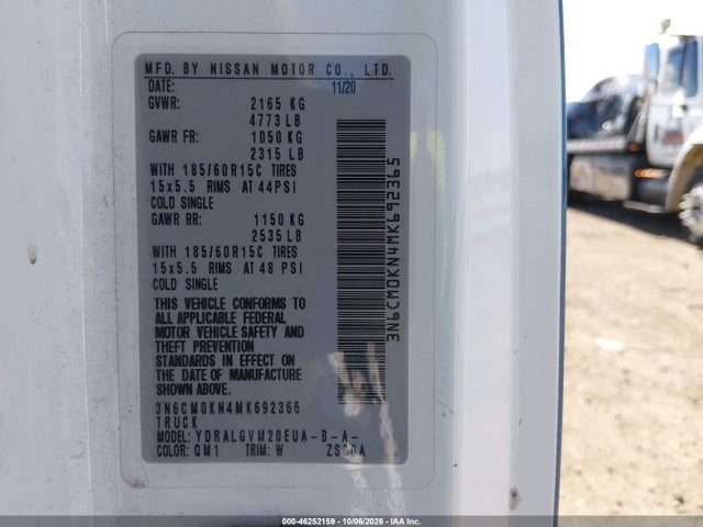 2021 Nissan Nv200  Cargo Sv Xtronic Cvt მანქანა იყიდება აუქციონზე, vin: 3N6CM0KN4MK692365, აუქციონის ნომერი: 46252159