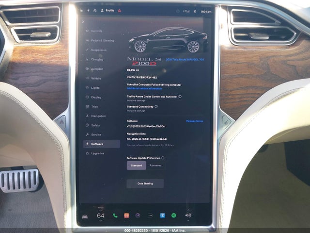Aukcja sprzedaży 2018 Tesla Model S 100d/75d/p100d, vin: 5YJSA1E4XJF241462, numer aukcji: 46252250