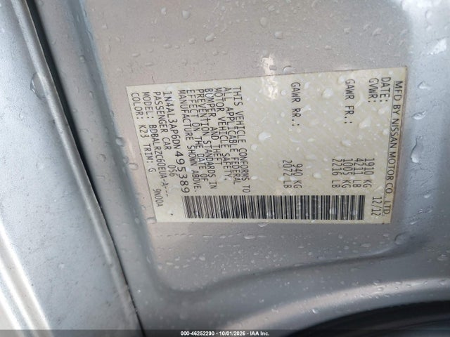 Aukcja sprzedaży 2013 Nissan Altima 2.5 S, vin: 1N4AL3AP6DN495389, numer aukcji: 46252290