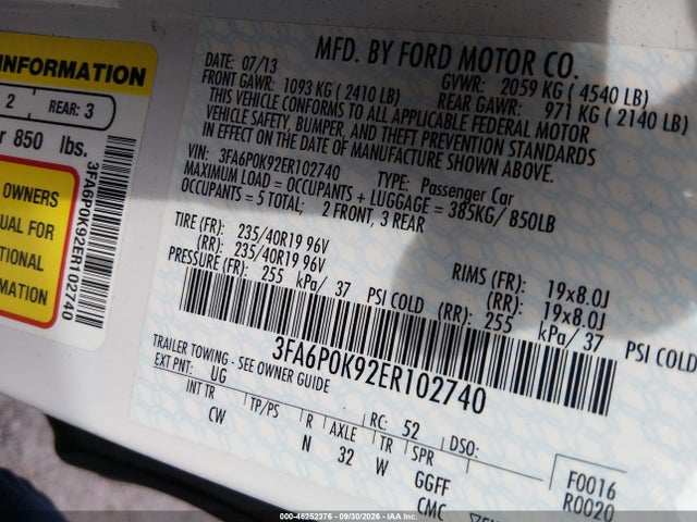 Aukcja sprzedaży 2014 Ford Fusion Titanium, vin: 3FA6P0K92ER102740, numer aukcji: 46252376
