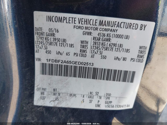 2016 Ford F-250 Xl მანქანა იყიდება აუქციონზე, vin: 1FDBF2A65GED02513, აუქციონის ნომერი: 46252395