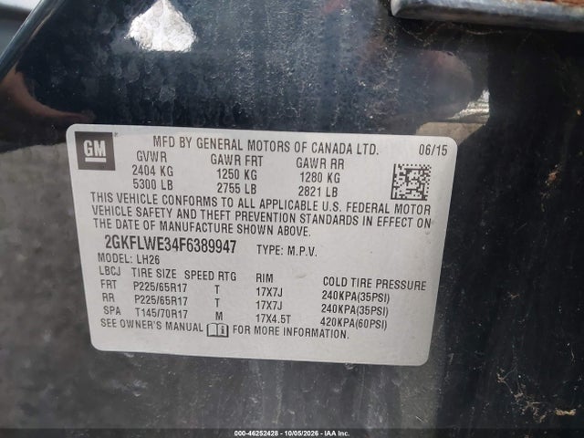 46252428 :رقم المزاد ، 2GKFLWE34F6389947 vin ، 2015 Gmc Terrain Sle-2 مزاد بيع