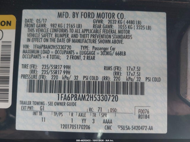 Ford Mustang V6 2017 1FA6P8AM2H5330720 Image 9
