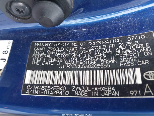 Продаж на аукціоні авто 2010 Toyota Prius Ii, vin: JTDKN3DU5A0205565, номер лоту: 46252434