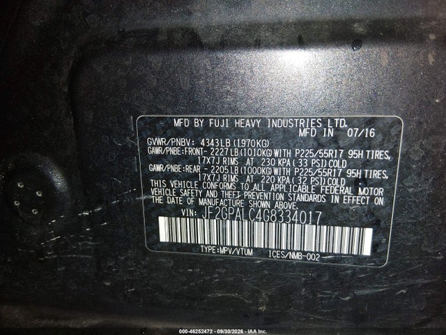 Subaru Crosstrek Limited 2016 JF2GPALC4G8334017 Image 9