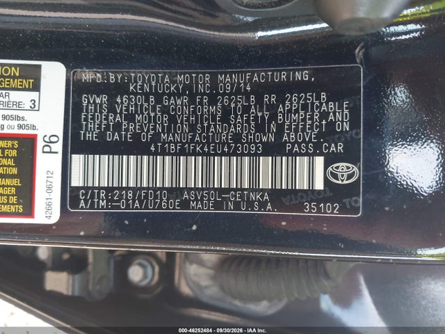 Продаж на аукціоні авто 2014 Toyota Camry Le, vin: 4T1BF1FK4EU473093, номер лоту: 46252484