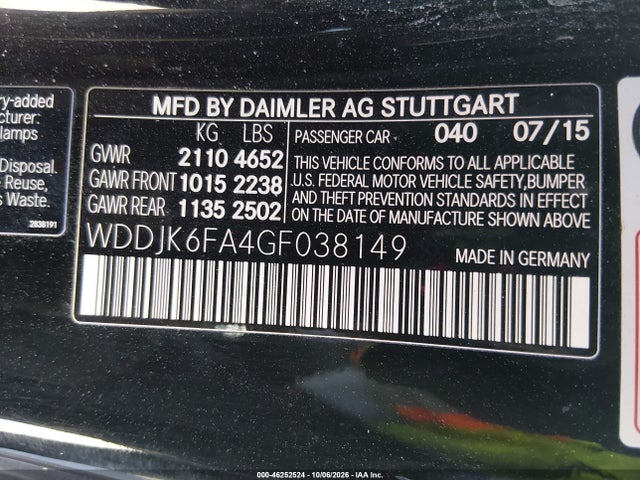 WDDJK6FA4GF038149 Mercedes-Benz Sl Sl 400