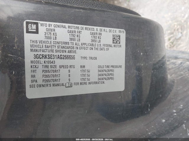 Продаж на аукціоні авто 2010 Chevrolet Silverado 1500 Lt, vin: 3GCRKSE31AG266656, номер лоту: 46252555