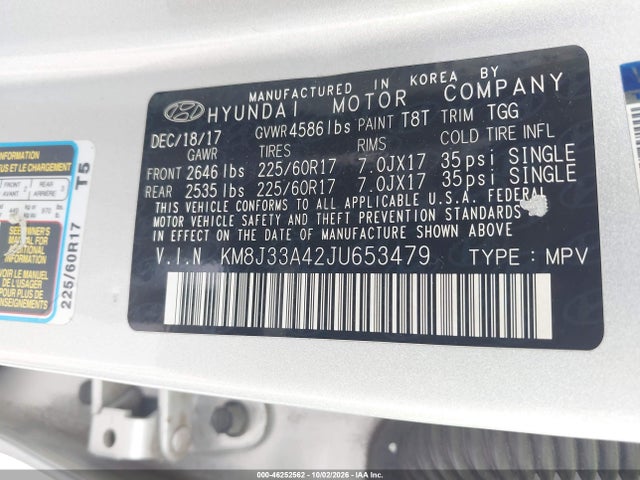 KM8J33A42JU653479 Hyundai TUCSON SEL