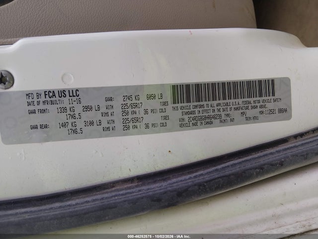 Aukcja sprzedaży 2017 Dodge Grand Caravan Se, vin: 2C4RDGBG8HR646239, numer aukcji: 46252575