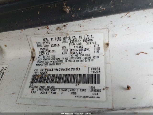 Продаж на аукціоні авто 1995 Ford F150, vin: 1FTEX14H0SKB07581, номер лоту: 46252663