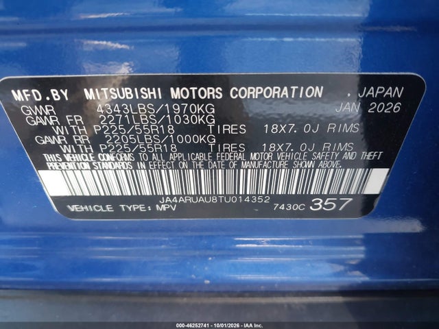 Aukcja sprzedaży 2026 Mitsubishi Outlander Sport 2.0 Es/2.0 Le/2.0 Ralliart/2.0 S/2.0 Se/2.0 Trail Edition, vin: JA4ARUAU8TU014352, numer aukcji: 46252741