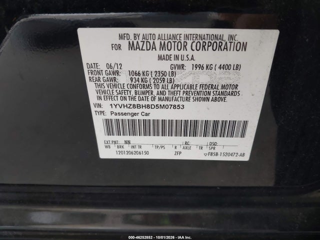 Aukcja sprzedaży 2013 Mazda Mazda6 I Sport, vin: 1YVHZ8BH8D5M07853, numer aukcji: 46252852