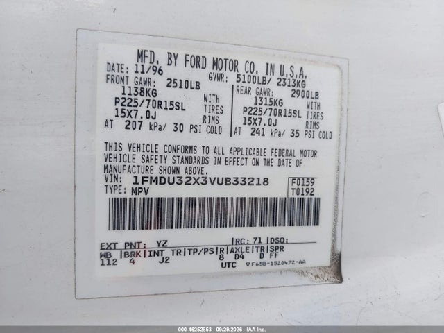 Продаж на аукціоні авто 1997 Ford Explorer Eddie Bauer/limited/xl/xlt, vin: 1FMDU32X3VUB33218, номер лоту: 46252853
