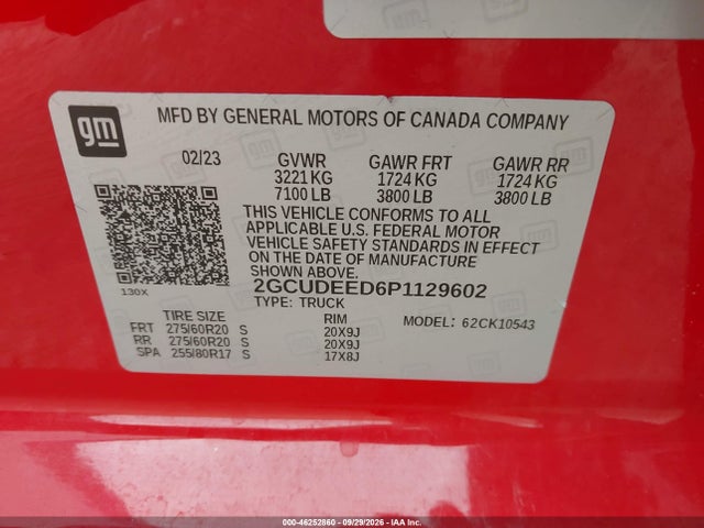 46252860 :رقم المزاد ، 2GCUDEED6P1129602 vin ، 2023 Chevrolet Silverado 1500 مزاد بيع